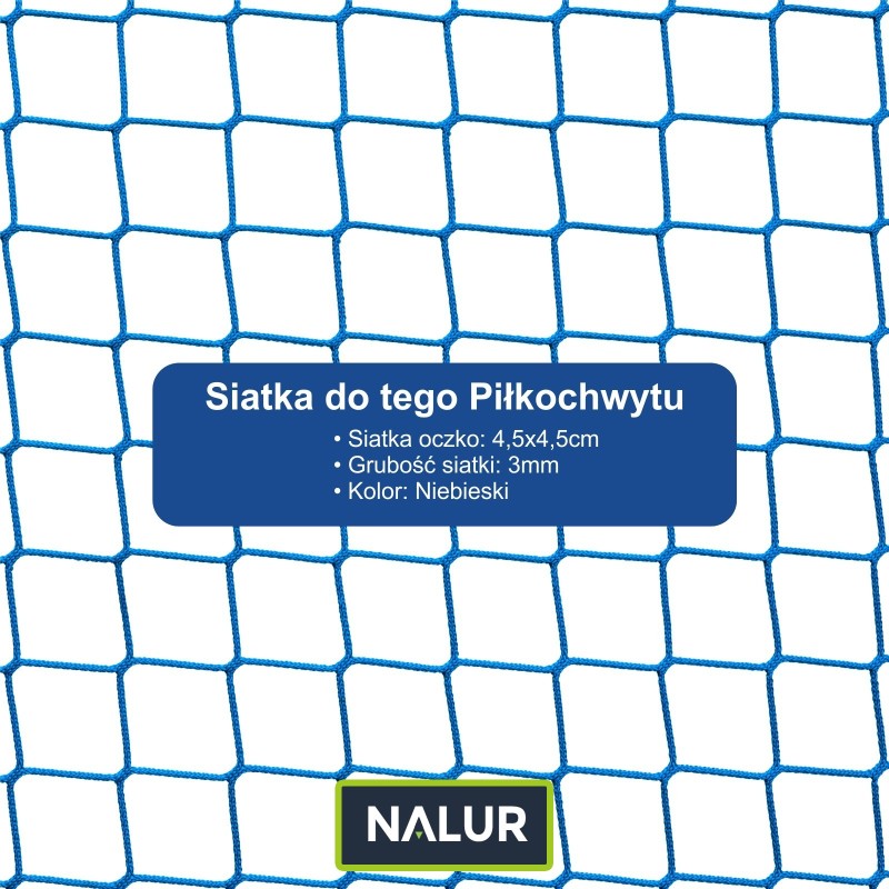   Piłkochwyt 4m - Piłkochwyt wysokości 4 m z siatką o rozmiarach 4,5x4,5 cm i grubości 3 mm  