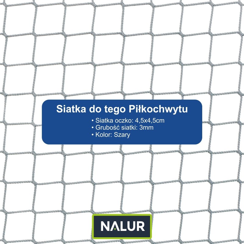 Piłkochwyt 4m - Słupy i siatka z oczkami 4,5x4,5cm o grubości 3mm do piłkochwytu Piłkochwyt 4m - Słupy i siatka z oczkami 4,5x4,5cm o grubości 3mm do piłkochwytu