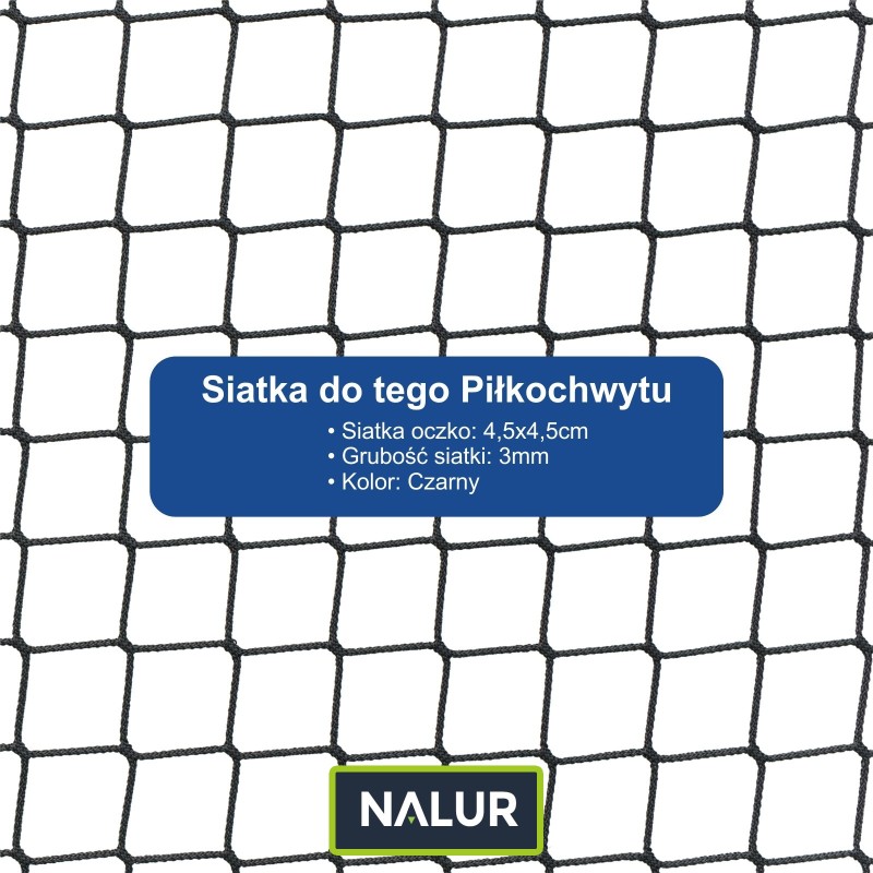   Piłkochwyt 6m - Słupy i siatka piłkochwytowa o oczku 4,5x4,5cm i grubości 3mm  