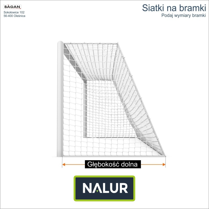 Siatka do bramek sportowych o oczku 4,5x4,5cm i grubości sznurka 3mm Siatka do bramek sportowych o oczku 4,5x4,5cm i grubości sznurka 3mm