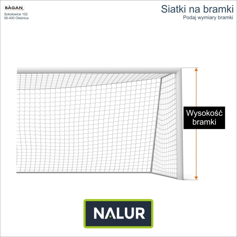 Siatka bramkarska na wymiar z oczkami 10x10cm i grubością 6mm Siatka bramkarska na wymiar z oczkami 10x10cm i grubością 6mm