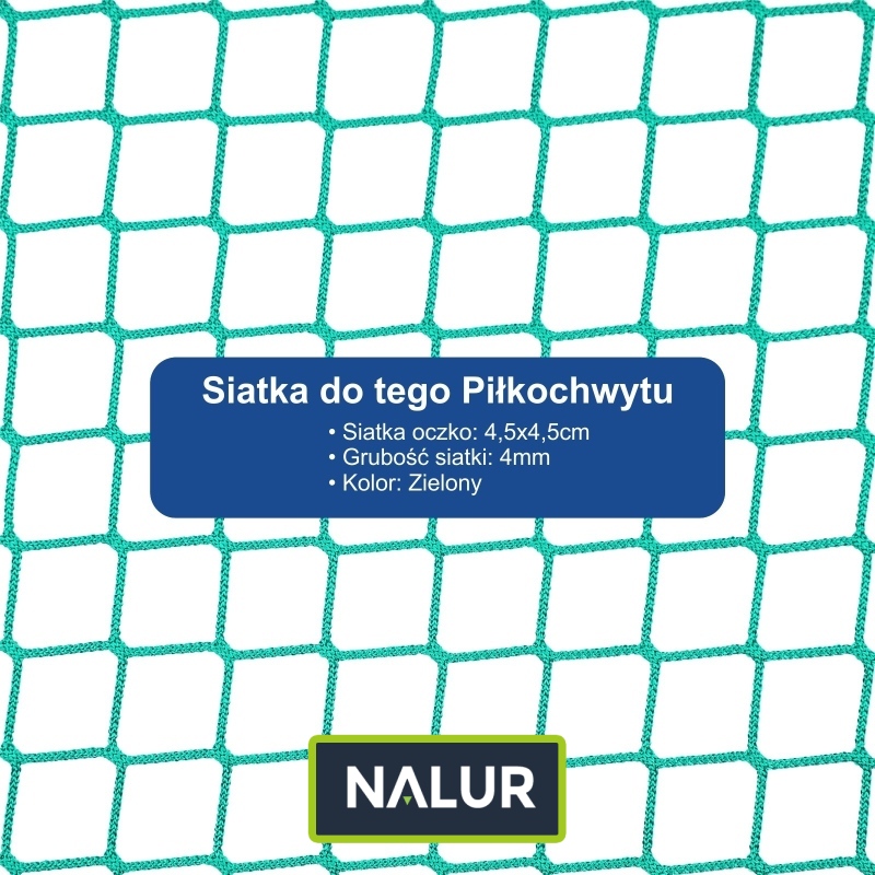   Piłkochwyt 4m - Słupy i siatka o grubości 4mm z oczkami 4,5x4,5cm przeznaczona do piłkochwytu  