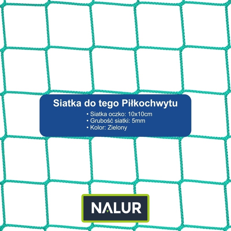 Piłkochwyt 6m - Słupy i siatka piłkochwytowa o wymiarach oczek 10x10cm i grubości 5mm Piłkochwyt 6m - Słupy i siatka piłkochwytowa o wymiarach oczek 10x10cm i grubości 5mm