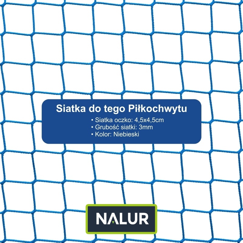   Piłkochwyt 6m - Piłkochwyt na boisko o wysokości 6m ze słupami i siatką 4,5x4,5cm o grubości 3mm  